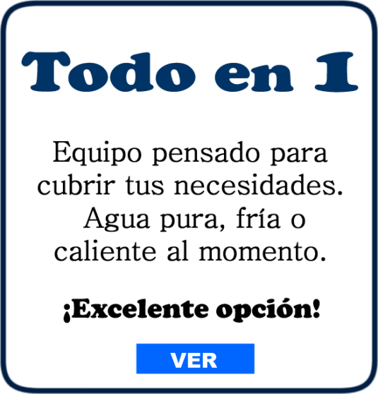 Equipo pensado para cubrir tus necesidades. Agua pura, fría o caliente al momento. ¡Excelente Opción!